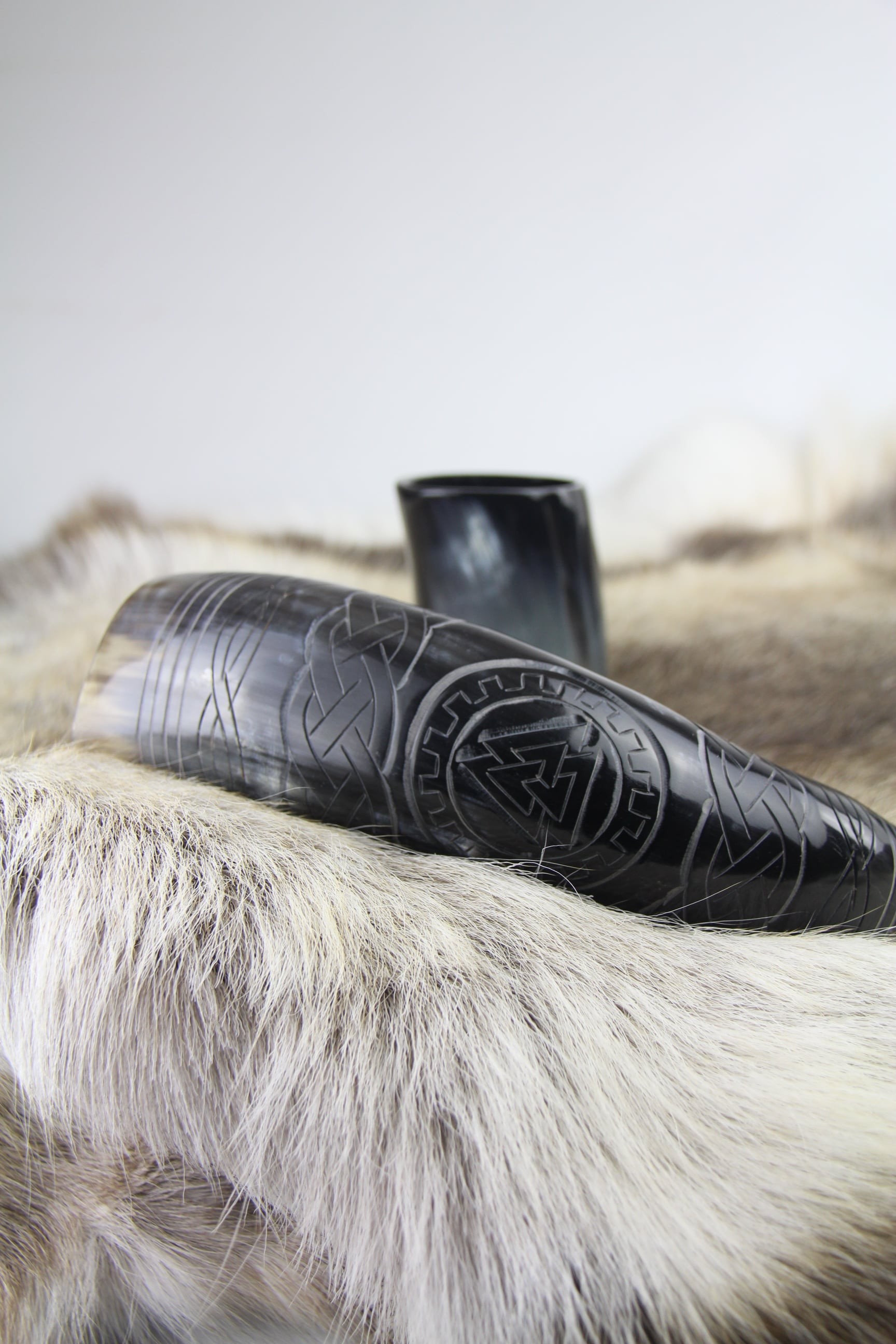 Valknut Drinking Horn - Side View